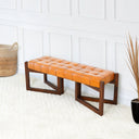 RITA 52" TAN GENUINE LEATHER BENCH