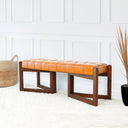 RITA 52" TAN GENUINE LEATHER BENCH