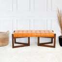 RITA 52" TAN GENUINE LEATHER BENCH