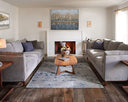 2 gray upholstered Taylor Sofa in living room facing each other