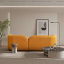 ELISSA 93" JAPANDI MUSTARD-YELLOW BOUCLE SOFA